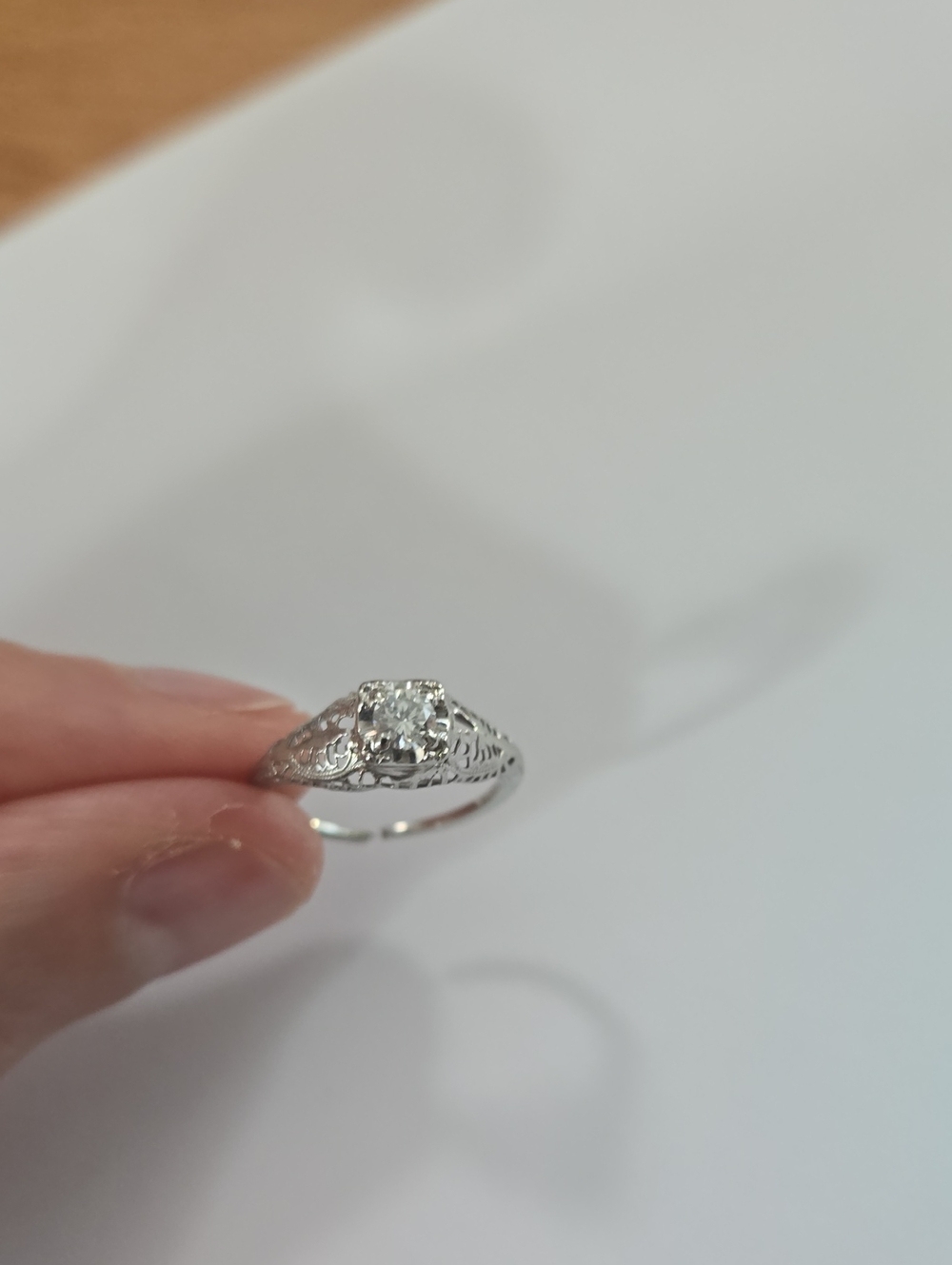 Solid 14k White Gold Natural Diamond Ring